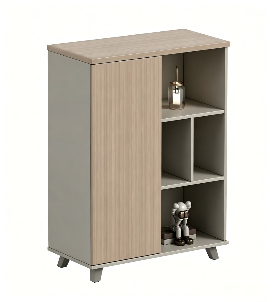 簡約淺木色矮身掩門文件櫃 Minimalist Light Wood Low Hinged Door File Cabinet