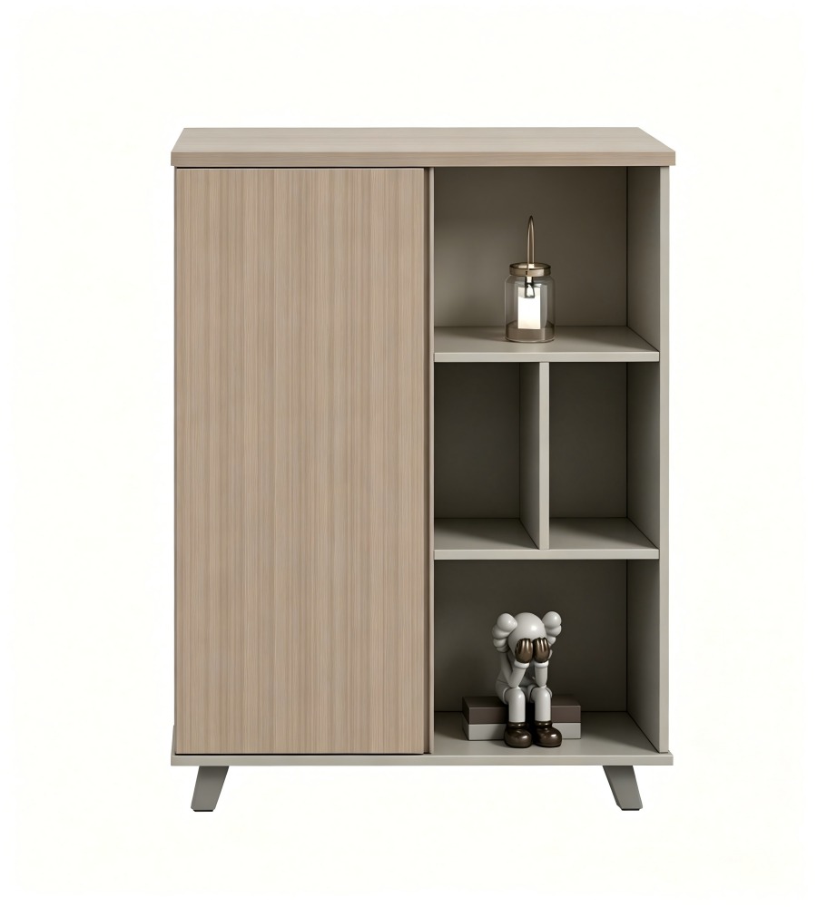 簡約淺木色矮身掩門文件櫃 Minimalist Light Wood Low Hinged Door File Cabinet