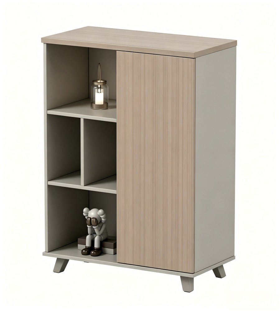 簡約淺木色矮身掩門文件櫃 Minimalist Light Wood Low Hinged Door File Cabinet