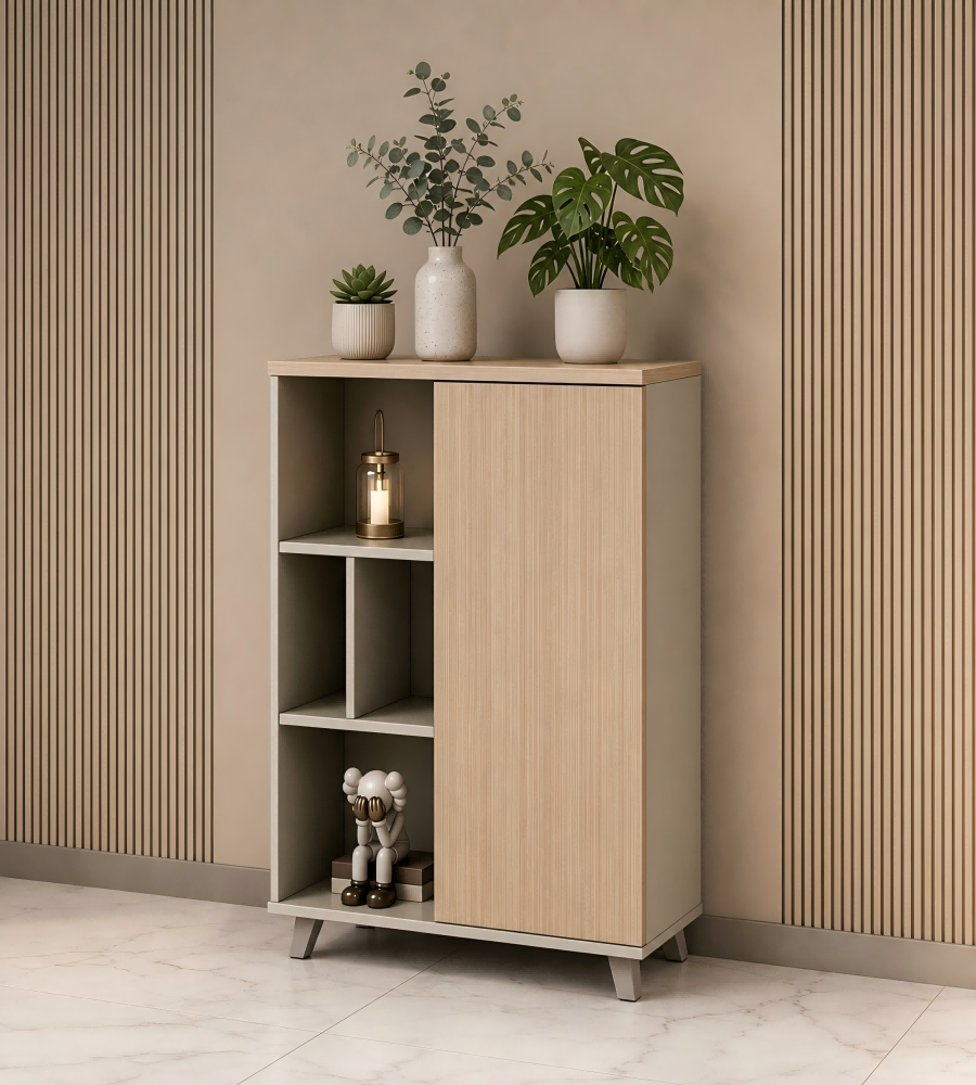 簡約淺木色矮身掩門文件櫃 Minimalist Light Wood Low Hinged Door File Cabinet