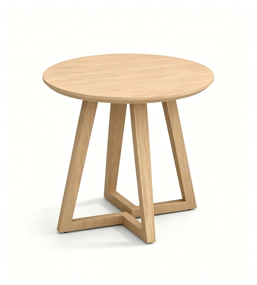 北歐原木色實木腳圓形茶几 Nordic Natural Wood Round Coffee Table