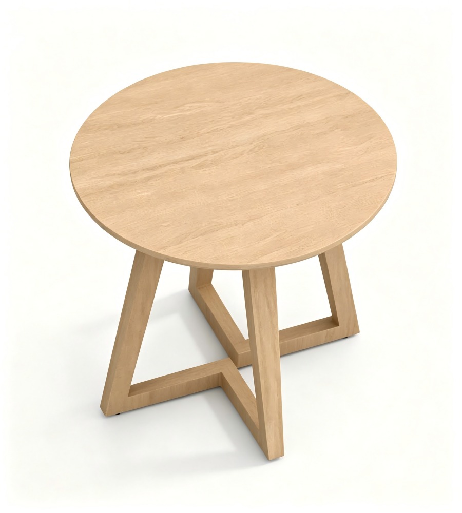 北歐原木色實木腳圓形茶几 Nordic Natural Wood Round Coffee Table