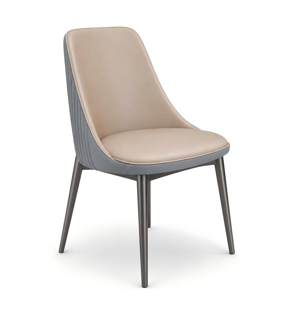 現代輕奢雙拼色西皮灰鈦腳餐椅 Modern Luxury Two-Tone PU Leather Titanium Grey Leg Dining Chair