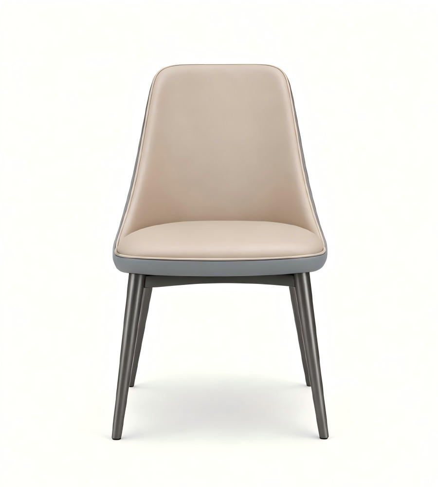 現代輕奢雙拼色西皮灰鈦腳餐椅 Modern Luxury Two-Tone PU Leather Titanium Grey Leg Dining Chair