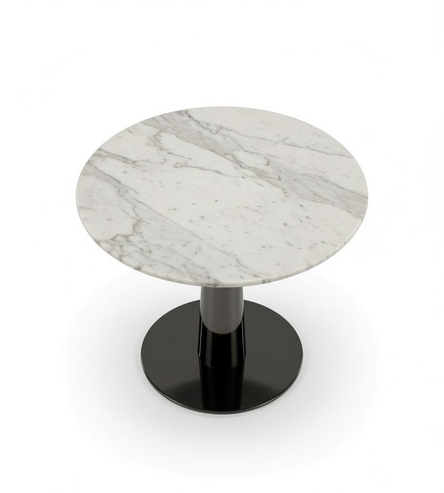 白色大理石黑色不銹鋼圓形洽談枱 Marble Round Table