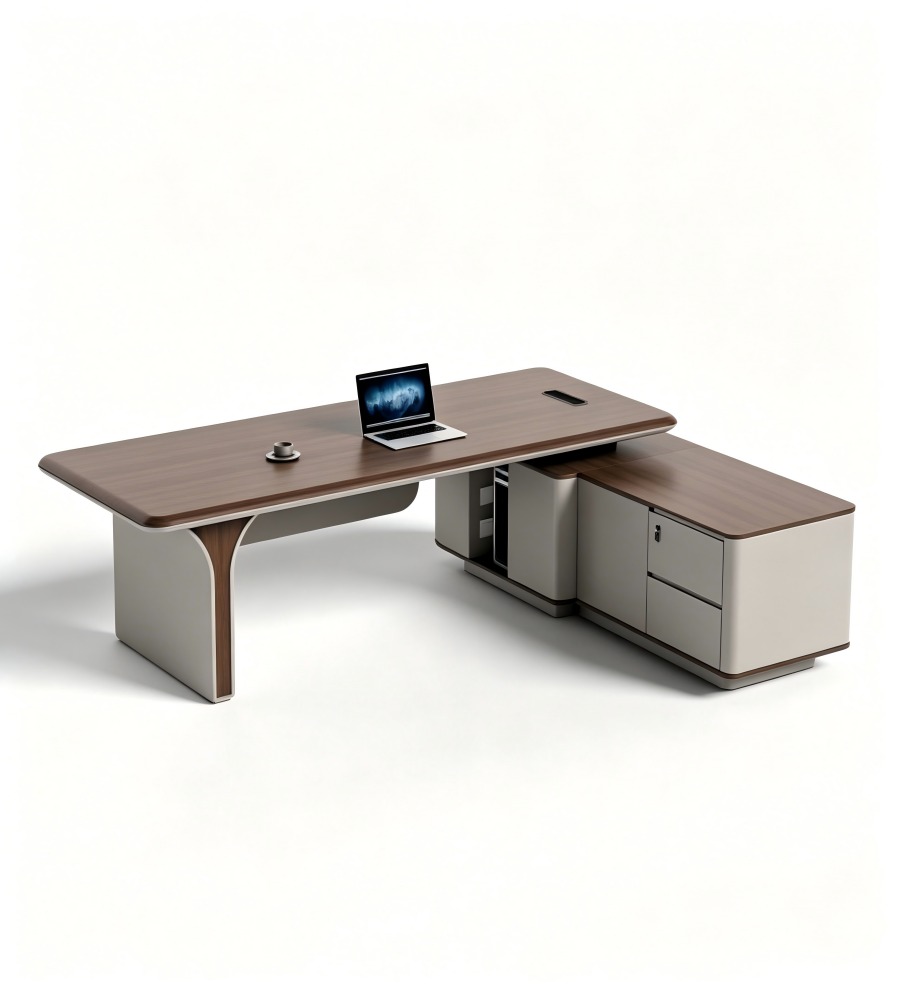 現代簡約側櫃老闆台 Modern Minimalist Side-Cabinet Executive Desk