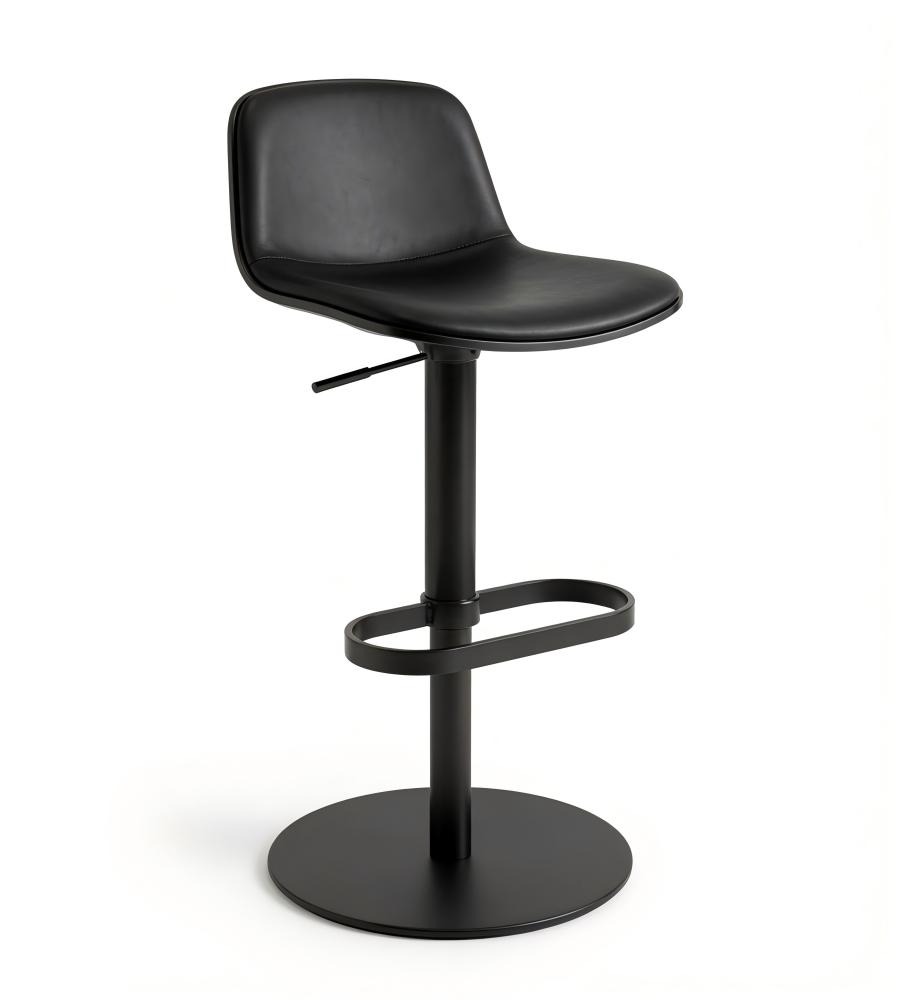 現代簡約黑色PU皮黑鋼腳可升降吧椅 Modern Adjustable Bar Stool