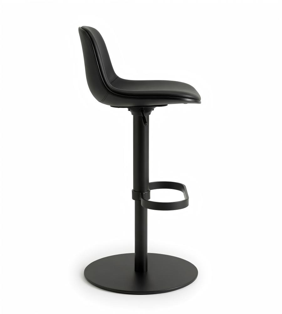 現代簡約黑色PU皮黑鋼腳可升降吧椅 Modern Adjustable Bar Stool