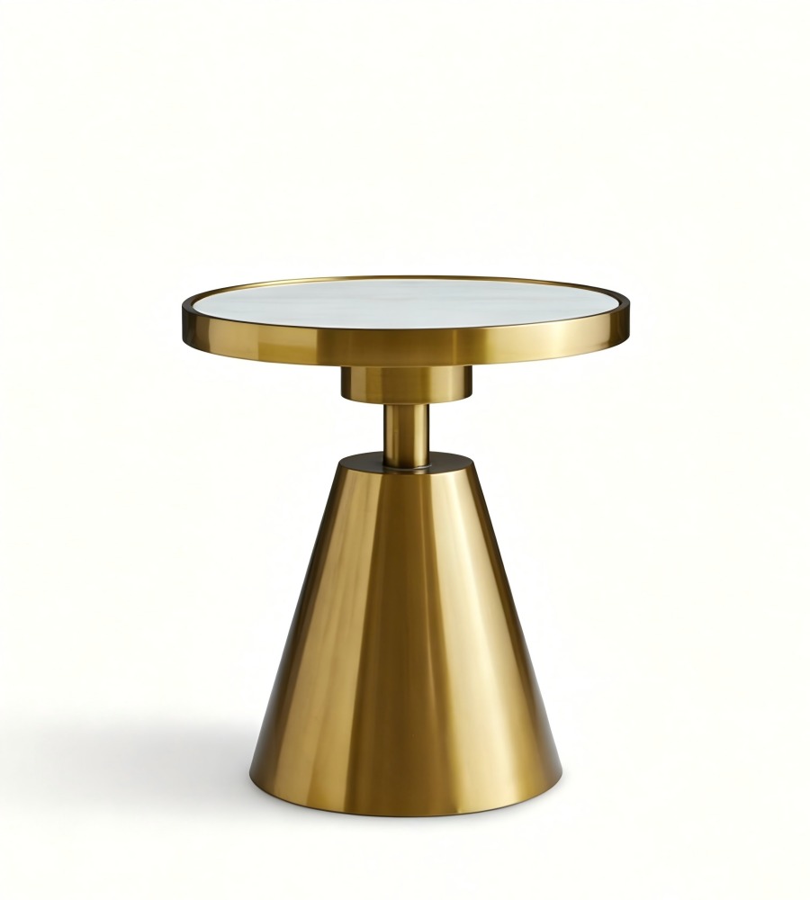 輕奢白色岩板圓形茶几 Light Luxury White Sintered Stone Round Coffee Table