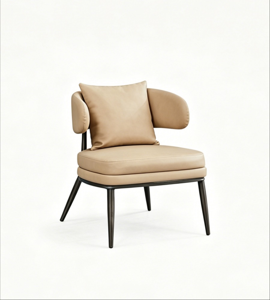 現代簡約米色西皮單座位梳化 Modern Minimalist Beige PU Leather Single-Seater Sofa
