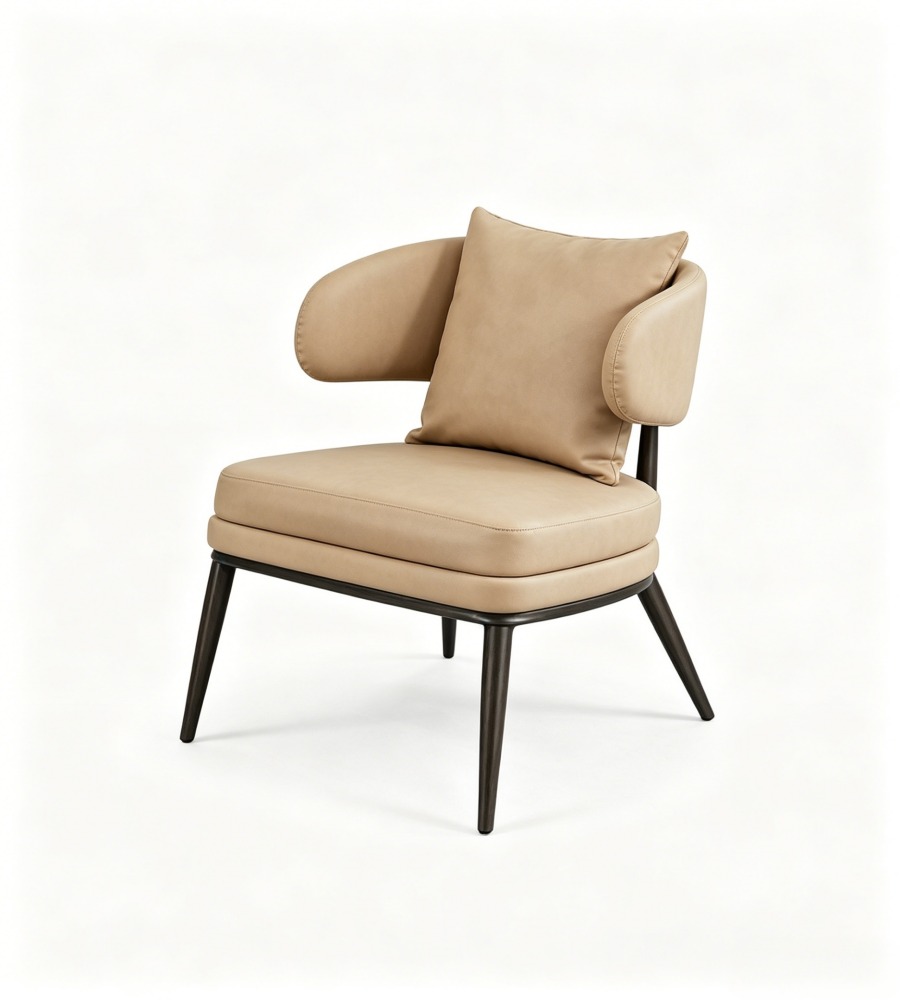 現代簡約米色西皮單座位梳化 Modern Minimalist Beige PU Leather Single-Seater Sofa