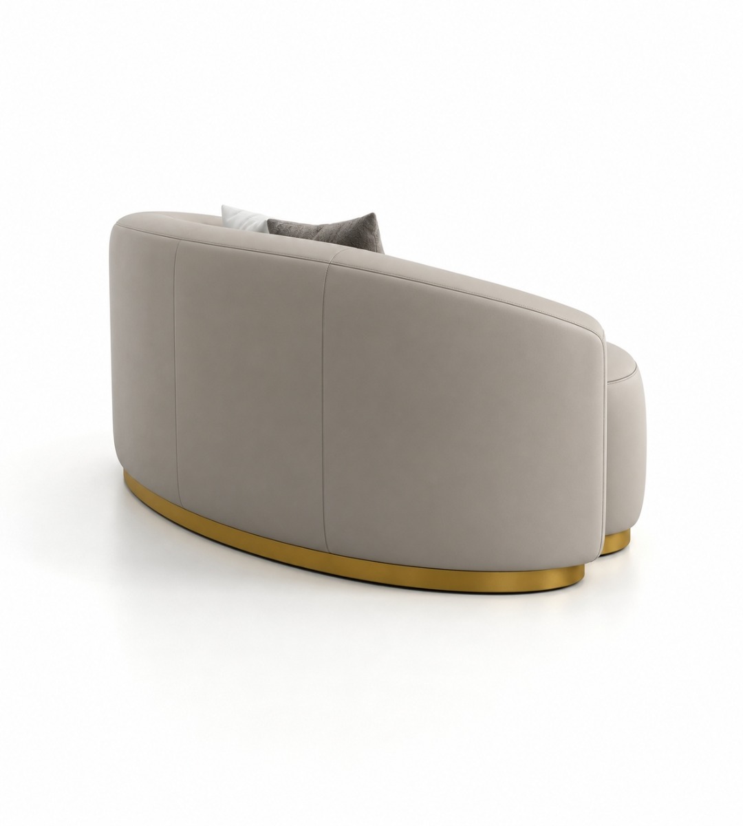 弧形米色仿皮金屬腳雙人辦公梳化 Modern Curved Beige Faux Leather 2-Seater Office Sofa