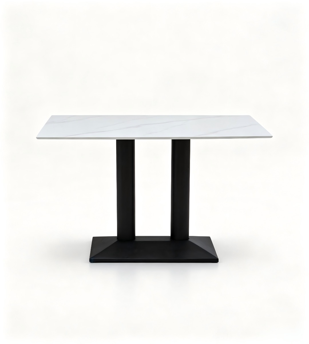 現代白色岩板鋼架長方形餐枱 Modern White Sintered Stone Dining Table